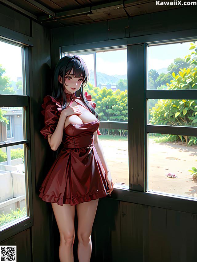 Hentai - 华彩繁花 Set 1 20230602 Part 23 No.1d0b28 A woman in a red dress standing by a window.
